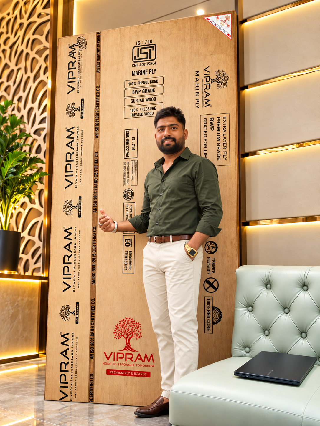Vipram Ply premium plywood showroom brand promotion